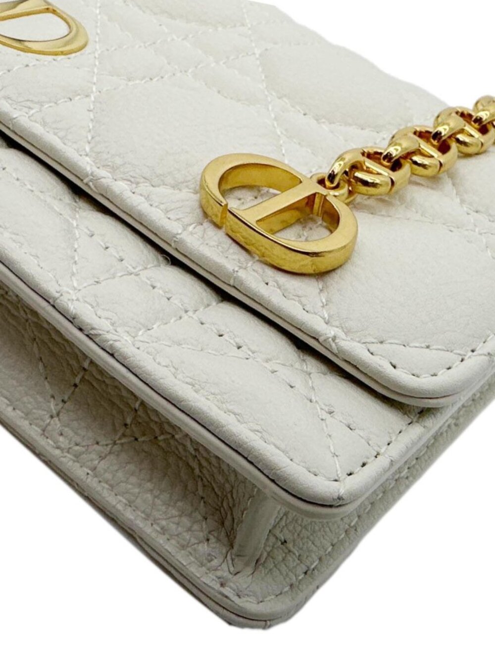Christian Dior Caro Supple Cannage Calfskin Leather Chain Shoulder Bag Ivory - Picture 5 of 12